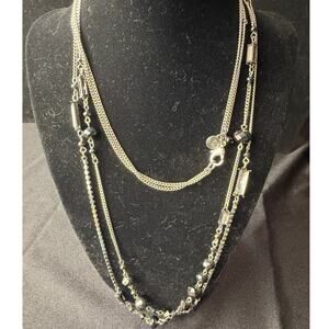 Simply Vera Wang Collection 2 strand layered rhinestone silver tone necklace